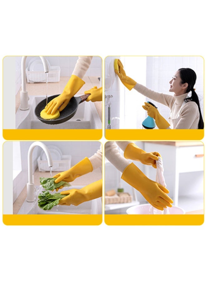5 pairs of 10-count multi-purpose protective gloves, waterproof and oil-resistant with long sleeves. Ideal for household use, kitchen tasks, dishwashing, cleaning, oil spill cleanup, gardening, construction work, and more. Yellow, size L. - Image 3